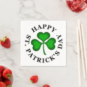 Serviette En Papier JOYEUSE SAINT-PATRICK Texte trèfle vert Shamrock (En situation)