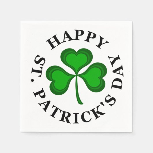 Serviette En Papier JOYEUSE SAINT-PATRICK Texte trèfle vert Shamrock (Devant)