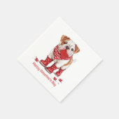 Serviette En Papier Joyeuse Saint-Valentin Bouledogue Anglais (Coin)