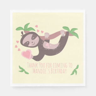 Serviette En Papier Joyeuse Saint-Valentin Cœur de Paresseux Anniversa
