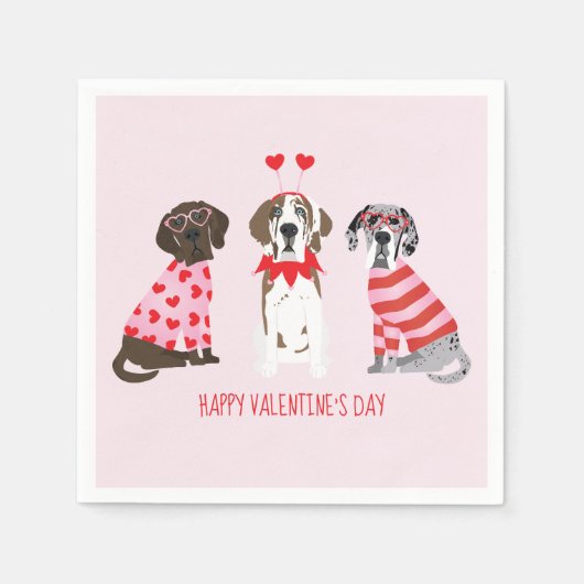 Serviette En Papier Joyeuse Saint-Valentin Grands Dames Dogs (Devant)