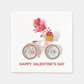 Serviette En Papier Joyeuse Saint-Valentin | Vélo et Ballons (Devant)