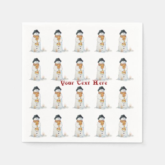 Serviette En Papier joyeuse scène des neiges souriantes à noël (Devant)