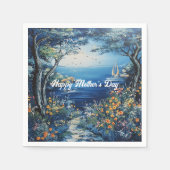 Serviette En Papier Joyeuse scène du lac de la fête des mères (Devant)