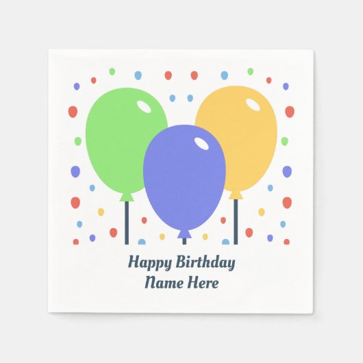 Serviette En Papier Joyeuse serviette d'anniversaire avec ballons colo (Devant)