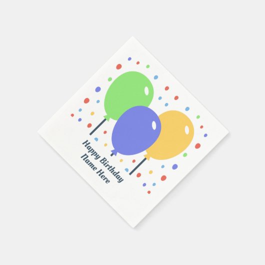 Serviette En Papier Joyeuse serviette d'anniversaire avec ballons colo (Coin)