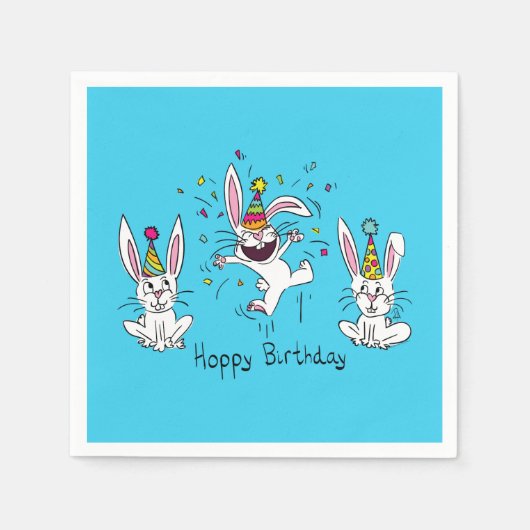 Serviette En Papier Joyeuse serviettes de lapin d'anniversaire (Devant)