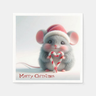 Serviette En Papier Joyeuse souris de Noël avec coeur Sucre de canne