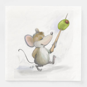 Serviette En Papier Joyeuse souris Moe avec Napkin en papier d'olive