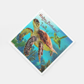 Serviette En Papier Joyeuse tortue marine d'anniversaire (Coin)