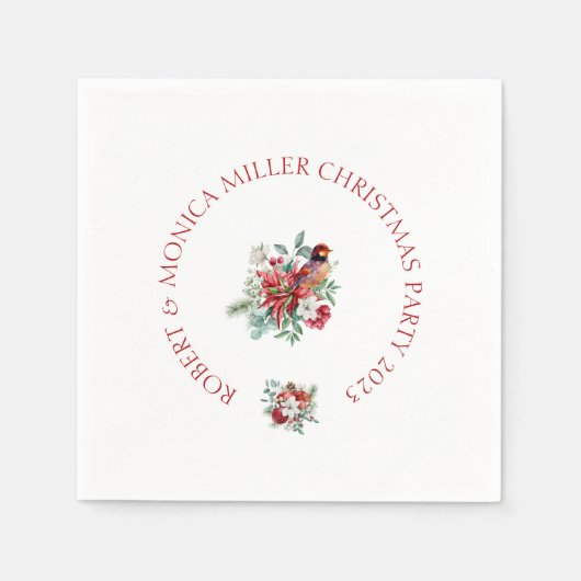 Serviette En Papier Joyeuse Vibe Fleurs d'aquarelles de Noël, feuille (Devant)