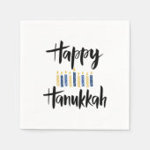 Serviette En Papier Joyeuses bougies bleu jaune Hanoukka (Devant)