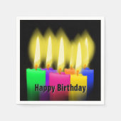 Serviette En Papier Joyeuses bougies d'anniversaire sur noir (Devant)