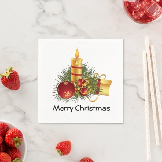 Serviette En Papier Joyeuses bougies de Noël (En situation)