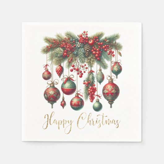 Serviette En Papier Joyeuses décorations de Noël (Devant)