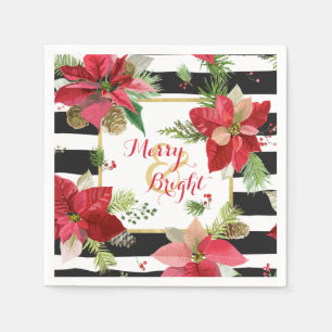 Serviette En Papier Joyeuses et lumineuses poinsettias, serviettes