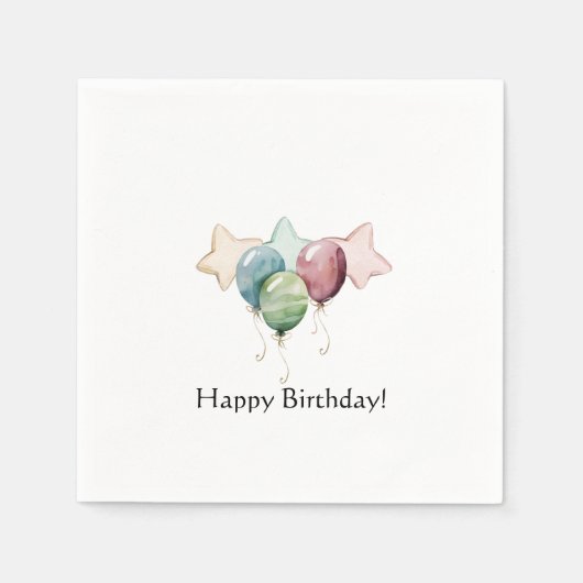 Serviette En Papier Joyeuses étoiles et ballons d'anniversaire (Devant)