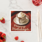 Serviette En Papier Joyeuses Fêtes Chocolat Chaud (En situation)
