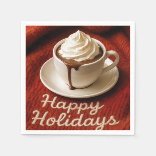 Serviette En Papier Joyeuses Fêtes Chocolat Chaud (Devant)