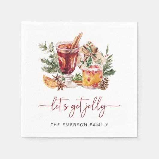 Serviette en papier Joyeuses Fêtes Cocktail (Devant)