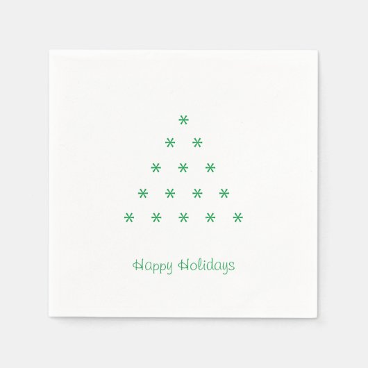 Serviette En Papier Joyeuses fêtes Green white snow Stars Tree paper (Devant)
