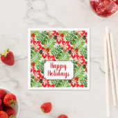 Serviette En Papier Joyeuses fêtes Hawaiiennes Fleurs Motif Noël (En situation)