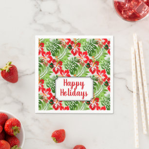 Serviette En Papier Joyeuses fêtes Hawaiiennes Fleurs Motif Noël