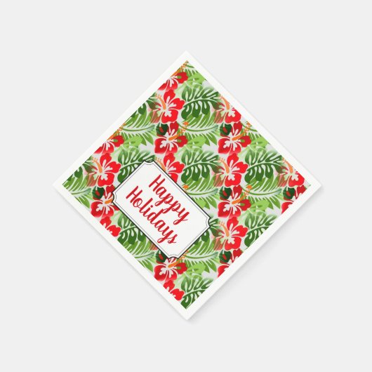 Serviette En Papier Joyeuses fêtes Hawaiiennes Fleurs Motif Noël (Coin)