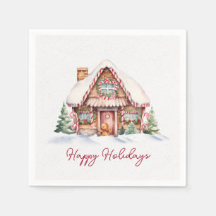 Serviette En Papier Joyeuses Fêtes Maison en pain d'épices