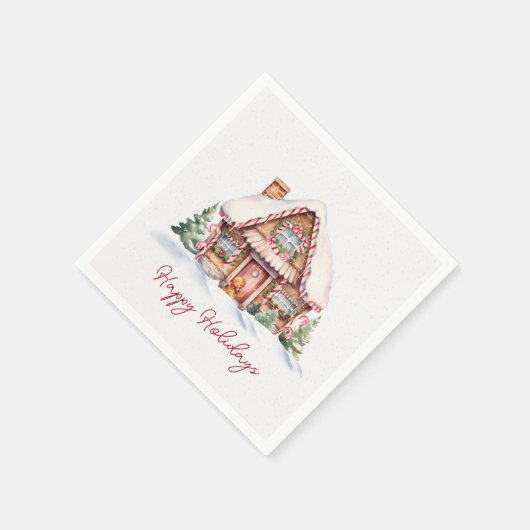 Serviette En Papier Joyeuses Fêtes Maison en pain d'épices (Coin)