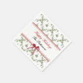 Serviette En Papier Joyeuses fêtes Mistletoe Red Bow Custom Christmas (Coin)