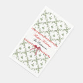 Serviette En Papier Joyeuses fêtes Mistletoe Red Bow Custom Christmas (Coin)