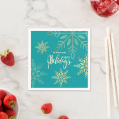 Serviette En Papier Joyeuses fêtes Noël or flocons verts (En situation)