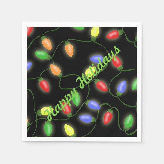 Serviette En Papier Joyeuses fêtes Noël String Lights Napkins (Devant)