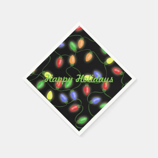 Serviette En Papier Joyeuses fêtes Noël String Lights Napkins (Coin)