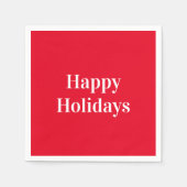 Serviette En Papier "Joyeuses fêtes" papier rouge blanc (Devant)
