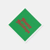 Serviette En Papier "Joyeuses fêtes" papier rouge vert (Coin)