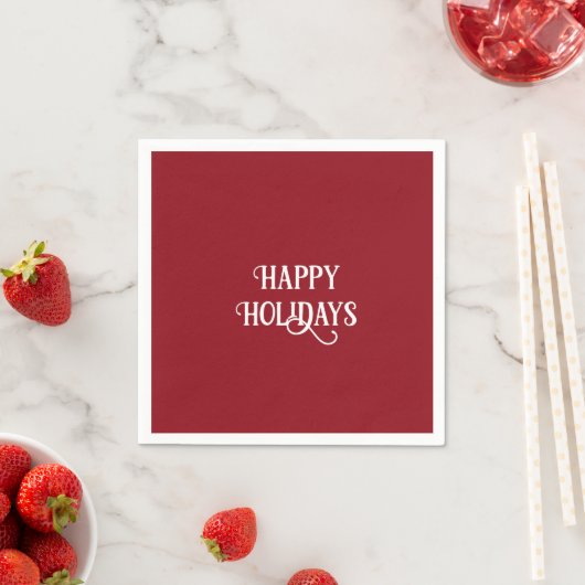 Serviette En Papier Joyeuses Fêtes Rouge et Blanc (En situation)