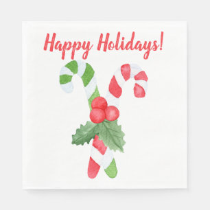 Serviette En Papier Joyeuses fêtes !   Sucre de canne aquarelle Noël