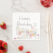 Serviette En Papier Joyeuses fleurs d'anniversaire (En situation)