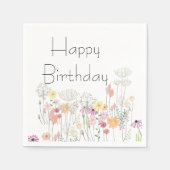 Serviette En Papier Joyeuses fleurs d'anniversaire (Devant)
