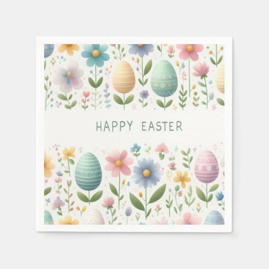 Serviette En Papier Joyeuses fleurs de Pâques (Devant)