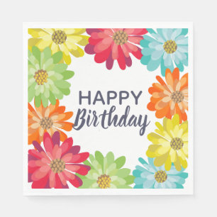 Serviette En Papier Joyeuses fleurs de printemps de l'Anniversaire