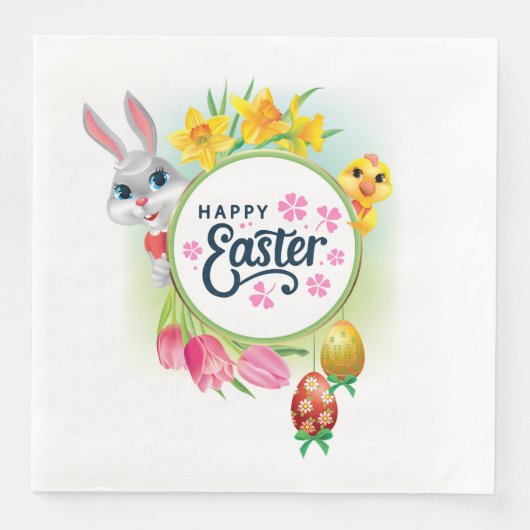 Serviette En Papier Joyeuses Pâques (Devant)