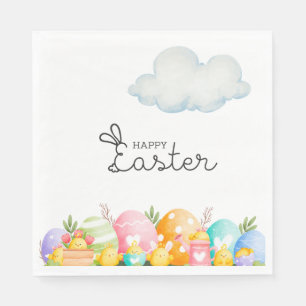 Serviette En Papier Joyeuses Pâques avec Œufs  Carte postale