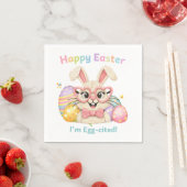 Serviette En Papier Joyeuses Pâques, je suis excité comme un œuf Lapin (En situation)