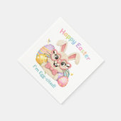 Serviette En Papier Joyeuses Pâques, je suis excité comme un œuf Lapin (Coin)