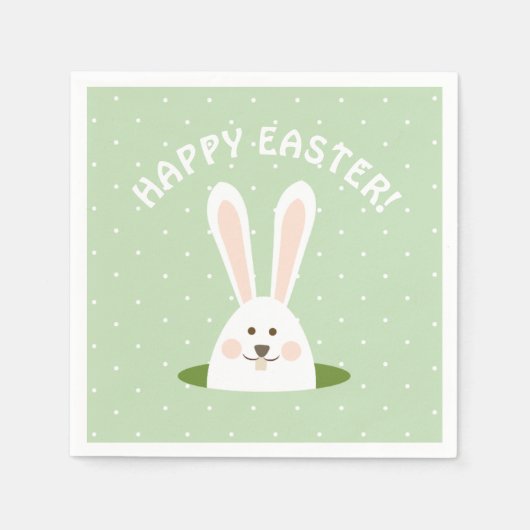Serviette En Papier Joyeuses Pâques Lapin Mignon (Devant)