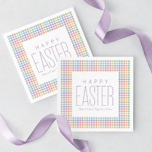 Serviette En Papier Joyeuses Pâques plaid pastel personnalisable print