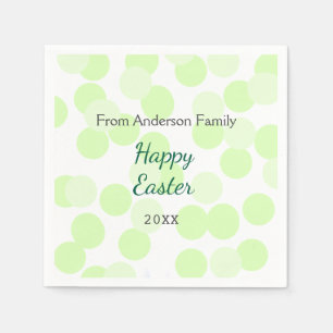 Serviette En Papier Joyeuses Pâques pois gris vert nom de famille
